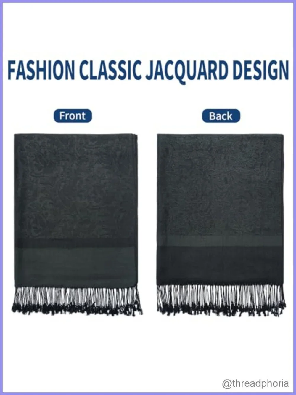 Paisley Pashmina Shawl Wrap Reversible Jacquard Fringe Scarf